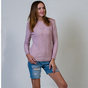 เสื้อสเวตเตอร์ผู้หญิงแขนยาวลำลองสีชมพูแบบนิ่ม, เสื้อสเวตเตอร์ถักด้วยคอมพิวเตอร์โซ่จัดส่งจากต่างประเทศ - Product Image 6