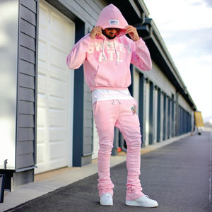 Ensemble de survêtement personnalisé pour hommes avec pull à capuche Pull de gymnastique Sweat à capuche zippé Coupe ample en tissu tricoté Ensemble de survêtement imprimé d'automne - Product Image 5