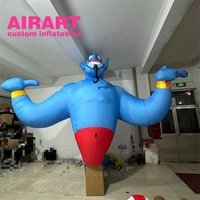 Ballon de mascotte de dieu de lampe de dessin animé gonflable bleu, génie de lampe gonflable classique sur mesure pour la publicité
