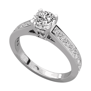 แหวนหมั้นช่องเพชรตัดกลมสำหรับผู้หญิง - Product Image 4