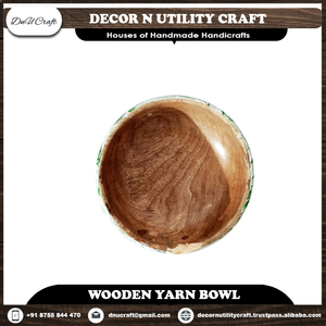 Haute qualité personnalisé fabriqué à la main Sheesham bois fil bol ensemble multicolore écologique motif ovale support de fil pour - Product Image 5