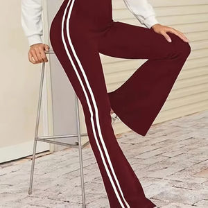 Pantalon de yoga à rayures pour femmes pantalon de sport évasé noir rouge élastique doux coupe ample Fitness équipement de sport - Product Image 1