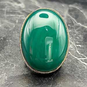 Anillo Grande Vintage Otomano para Hombre, de Ágata Verde, Chapado en Oro de 22k, Plata de Ley, Hecho a Mano en Turquía, con Diseño Geométrico, Regalo Perfecto - Product Image 2