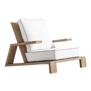 Canapé d'extérieur/interieur moderne et écologique à une place en tissu, avec structure en teck et pieds en bois, super confortable – Prix de gros - Product Image 3