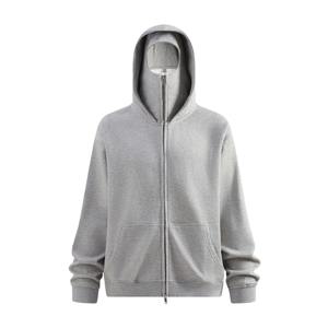 Sweat à capuche en molleton français lourd personnalisé de haute qualité avec fermeture éclair intégrale, masque à double couche, veste à fermeture éclair personnalisée pour hommes - Product Image 1