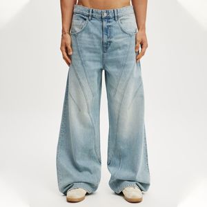 Pantalones Vaqueros Holgados de Pierna Ancha para Hombre, Estilo Urbano, Otoño, Detalle de Bordado, Botones, Letras - Product Image 3