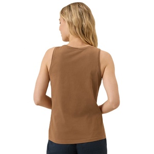2025 camiseta sin mangas de algodón marrón para mujer, chaleco de verano básico informal, suave, transpirable, OEM, ODM, venta al por mayor, Top para mujer - Product Image 4