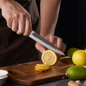 Venta al por mayor personalizado de calidad superior OEM ODM servicio profesional natural negro Damasco cuchillo de cocina de acero con mango de madera - Product Image 3