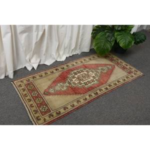 พรมตุรกีโบราณขนาด1.6 x 3.3ft ขนแกะสีเบจสีเบจทรงคิลิมขนาดใหญ่สี่เหลี่ยมผืนผ้าดีไซน์โถงทางเดินขนาด10มม. สำหรับห้อง - Product Image 3