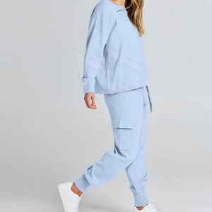 Women Casual Winter Tracksuit <b>Sets</b> 2-Piece Solid Full Length Canvas Sweatsuits Knit <b>Sweater</b> Top Sweatpants Eco-Friendly Quick - Product Image 4