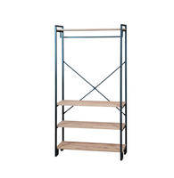 Armoire ouverte moderne multifonctionnelle à quatre niveaux en métal durable avec étagères et penderie