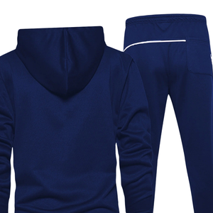 Conjunto de Chaqueta y Pantalones Deportivos Azul Marino y Blanco con Cierre para Hombre, Ropa Deportiva de Invierno, Ropa Casual Activa, Venta al Por Mayor, Logotipo Personalizado OEM - Product Image 4