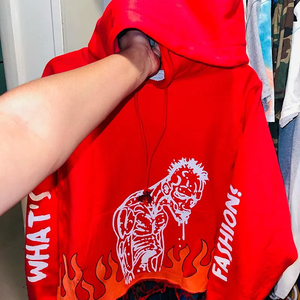 Sweatshirts à capuche avec ourlet brut au design personnalisé Sweatshirts à capuche unisexe 100 coton Crop Cut Edge Printing Cut Edge Custom Cut And Sew Hoodie - Product Image 3