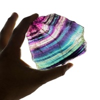 Arc-en-ciel Cristal Naturel Fluorite Tranche Pierre Semi-Précieuse Artisanat