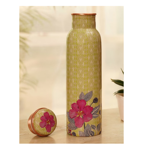 Bouteille d'eau en cuivre imprimé émaillé Boissons décoratives Quantité en vrac Fournisseur Made India Article décoratif en cuivre disponible - Product Image 2