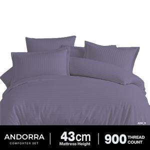 Drap plat Reine d'Andorre 900TC Microfibre Satin Écologique 360 Sangle Élastique Motif Rayures Couleurs unies - Product Image 2