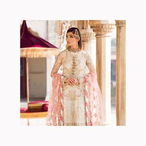 Traje de algodón de 3 piezas sin costuras de alta calidad para mujer, elegante camisa de césped bordada Salwar Kameez pakistaní para mujer Dupatta - Product Image 4