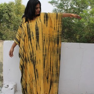 Caftán de tinte de corbata indio hecho a mano elegante y hermoso para mujer, vestido largo informal de media manga, regalo con hendidura, precios al por mayor a granel - Product Image 1