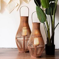 Nouvelle Lanterne Moderne Faite à la Main en Bambou et Céramique, Écologique, Couleurs Personnalisables, Supports de Bougies, Couvre-Lampes sur Pied, pour Mariage, Pâques, Décoration Intérieure