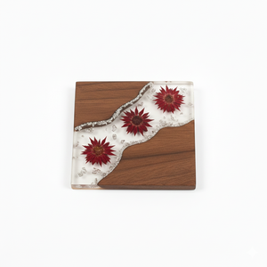 Decorative Durable Wooden Resin <b>Coasters</b> | Natural Wood River Epoxy Resin | Die-Cut Polished Designer <b>Drink</b> <b>Coaster</b> Promotional - Product Image 1