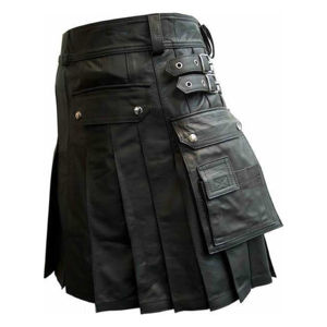 Kilt de cuero negro hecho a medida para hombre, Kilt Real de cuero de vaca, venta al por mayor, accesorios para instrumentos musicales de Pakistán - Product Image 5