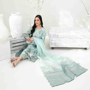 ชุด Punjabi ผ้าลินินลายปักหนา3ชิ้นสำหรับผู้หญิงชุดแมกซี่ tawakkal VOL yasna frock PARTY/Eid Girls' salwar - Product Image 2