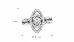แหวนทอง 14K ประดับเพชรธรรมชาติทรงหยดน้ำระยิบระยับสำหรับผู้หญิง - Product Image 2