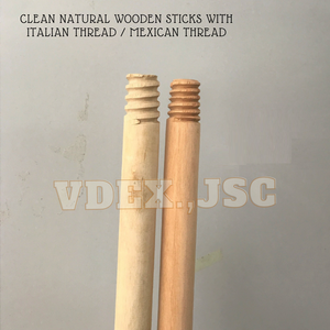 Manche de balai en bois naturel pour le nettoyage à domicile avec fil italien, capuchons courts en PVC, bâton droit et poli - Product Image 5