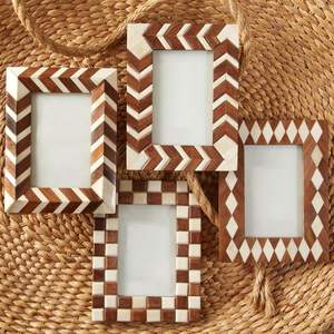 Cadre photo en bois avec incrustation d'os, design ethnique fait à la main, motif décoratif unique pour l'intérieur, spécial Ramadan - Product Image 4