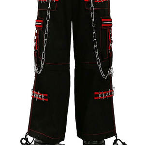 Pantalones de Mujer Estilo Gótico, Color Negro y Rojo, con Cadenas, Estilo Bondage, Steampunk, Motero - Product Image 4