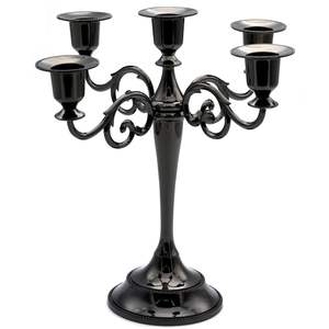 Acube Industries' elegante soporte de mesa de Metal negro de 5 brazos candelabros de oro plateado hogar Navidad linterna de vidrio - Product Image 3
