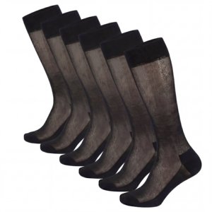 Chaussettes longues d'été pour hommes en coton et mousseline 100% Fil d'Ecosse, avec élasthanne lisse, taille unique, style uni quotidien, fabriquées en Italie - Product Image 5