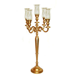 Candélabre en métal doré fait à la main avec verre votif forme carrée centre de table de mariage décor à la maison à vendre - Product Image 1