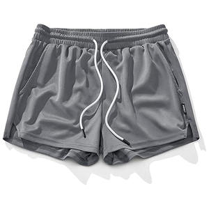 Bermudas atléticas de 3 pulgadas para hombre con malla de secado rápido Material de gimnasio Teñido liso Estilo informal Cierre de cordón y bolsillos - Product Image 1