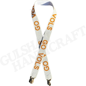 Tennessee and Texas Game Day Beaded Purse with Checkered Cotton <b>Handbag</b> Strap Multi-Color Embroidery for College Needlework - Product Image 4