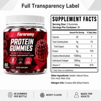 Gummies protéinés sans sucre OEM, formule 3 en 1, saveur baies, complément alimentaire pour adultes