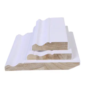 Baseboard cetakan bingkai cat kayu solid Putih cetakan pinggiran papan dasar kayu cetakan mdf cetakan Prima