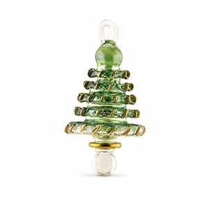 Ornement de Noël en verre fait main à plusieurs niveaux avec accents en or 24 carats et boucle de suspension intégrée |   Décoration d'intérieur de luxe personnalisable - Product Image 5