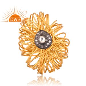 Última venta plata esterlina 925 18K chapado en oro Cz y cristal cuarzo anillo de piedras preciosas Demi joyería fina fabricante - Product Image 4