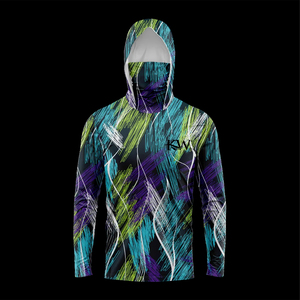 Chemise de pêche à capuche respirante pour homme, évacuation de l'humidité, protection UV avec masque facial intégré, cache-cou pour activités de plein air - Product Image 3