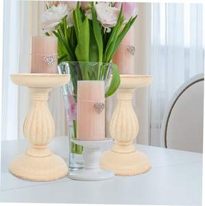 4 Uds. De portavelas de madera Vintage, decoración para mesa, decoración de boda Vintage, decoración del hogar, portavelas de pilar de madera, casa - Product Image 2