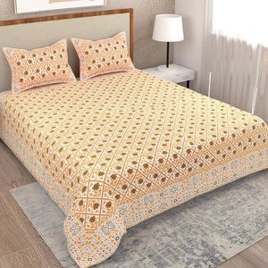 Pure Cotton Super <b>King</b> <b>Size</b> Bedsheets 100% Handmade 100% Cotton Double Bedsheet with 2 Zipper Pillow Set - Product Image 1