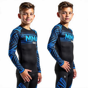 Rash Guards BJJ personnalisés pour enfants fabricant d'impression par sublimation de haute qualité Rash Guards MMA durables pour la salle de sport et les arts martiaux - Product Image 6