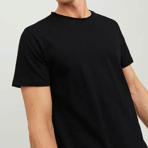 T-shirt noir à manches courtes |   100% coton |   T-shirt à col rond épais au design élégant et simple - Product Image 3