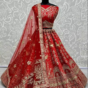 ชุดผ้าไหมปาร์ตี้ lehenga choli กับ dori เย็บปักถักร้อยแห้งเร็วและยืดได้ - Product Image 1