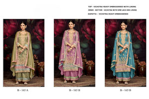 VICHITRA Salwar Kameez con Bordado Intenso y Forro, Diseño de Encaje en la Parte Inferior, Material de Seda, Secado Rápido, Estilo Fiesta, Para Todas las Estaciones - Product Image 5