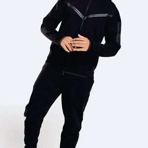 Ensemble de survêtement pour homme en polaire technique 100 % polyester, personnalisable, coupe régulière, fermeture éclair intégrale, séchage rapide, pantalon de jogging, sweat-shirt, design OEM - Product Image 6