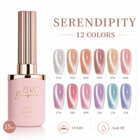 Yunzuan 15ml Vernis Gel UV LED Magnétique Effet Œil de Chat Nude, Soak Off, Effet Peau de Verre Scintillant pour Salon