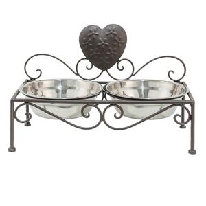 Bol pour chien fini noir mat Cadre en fer avec mangeoire pour chien en acier inoxydable avec bol en acier inoxydable - Product Image 3