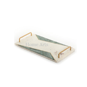 Plateau de nourriture en marbre de conception fantastique avec poignée en fer plateau de service de chocolats en forme de rectangle de la meilleure qualité - Product Image 5